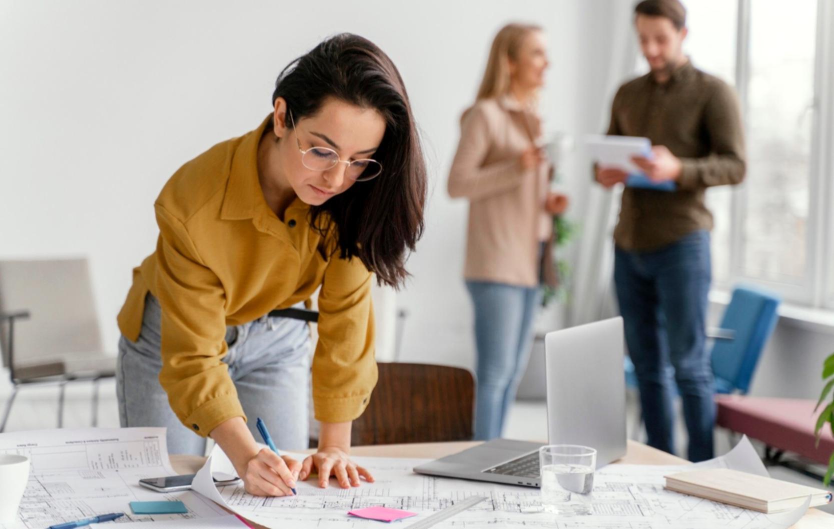 Professional business consultation environment with modern workspace
